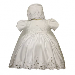 GIRLS CHRISTENING DRESS W/ BONNET HAT 0515426-WHITE